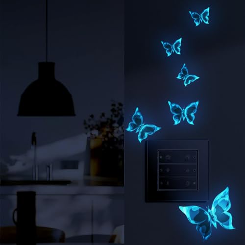 2 Bögen Dekoration Wandtattoo, Leuchtend Wandsticker 3D Blauer Schmetterling Dekorativer Wandaufkleber aus Vinyl, Schmetterlings-Motiv Dekoration für Heimdeko Kinderzimmer Schlafzimmer Deko 2 Bögen Dekoration Wandtattoo, Leuchtend Wandsticker 3D Blauer Schmetterling Dekorativer Wandaufkleber aus Vinyl, Schmetterlings-Motiv Dekoration für Heimdeko Kinderzimmer Schlafzimmer Deko von Bkemkri