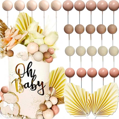 27 Stück rosa Kugeln, Kuchendekoration, Palmblätter, Tortenaufsatz, rosa Schaumstoffkugeln, Kuchendekoration für Babyparty, Geburtstag, Jahrestag, Hochzeit, Geburtstag, Kuchendekoration, Partyzubehör 27 Stück rosa Kugeln, Kuchendekoration, Palmblätter, Tortenaufsatz, rosa Schaumstoffkugeln, Kuchendekoration für Babyparty, Geburtstag, Jahrestag, Hochzeit, Geburtstag, Kuchendekoration, Partyzubehör von Bkemkri