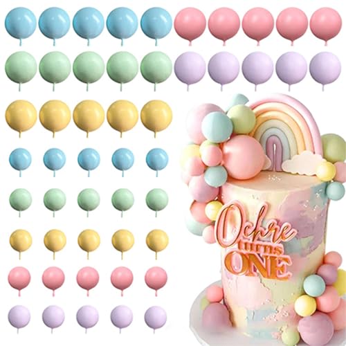 50 Stück Macaron-Regenbogen-Kugel-Kuchenaufsätze, bunte Kugeln, Kuchendekoration, Cupcake-Topper, Schaumstoffkugeln, Kuchendekoration für Geburtstag, Babyparty, Jahrestag, Hochzeit, Partyzubehör 50 Stück Macaron-Regenbogen-Kugel-Kuchenaufsätze, bunte Kugeln, Kuchendekoration, Cupcake-Topper, Schaumstoffkugeln, Kuchendekoration für Geburtstag, Babyparty, Jahrestag, Hochzeit, Partyzubehör von Bkemkri