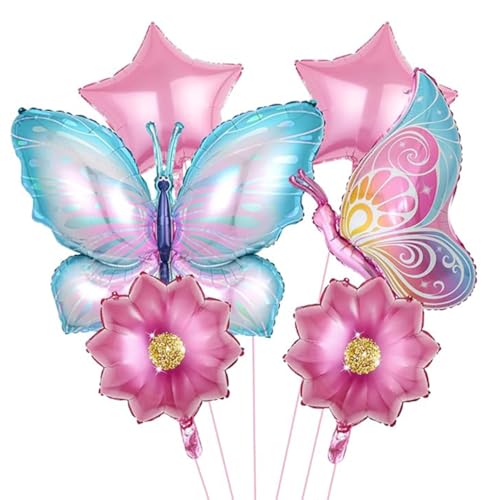 6 Stück Schmetterling Folienballon, Schmetterling Luftballon Geburtstagsdeko, Bunt Schmetterling Deko Rosa Blumen Stern Ballon, Schmetterlinge Themenballon Kindergeburtstag für Mädchen 6 Stück Schmetterling Folienballon, Schmetterling Luftballon Geburtstagsdeko, Bunt Schmetterling Deko Rosa Blumen Stern Ballon, Schmetterlinge Themenballon Kindergeburtstag für Mädchen von Bkemkri