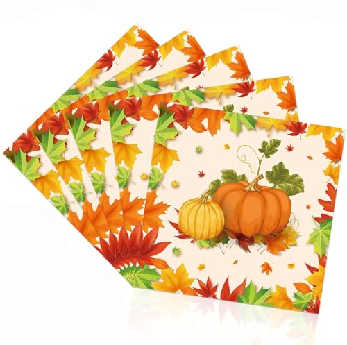 Bkemkri 20 Stücke Servietten Herbst, 33x33cm Herbst Papierservietten, Kürbis Servietten, Ahornblätter Servietten, Herbstmotiv Servietten, Halloween Servietten, Thanksgiving Tischdekoration für Party Bkemkri 20 Stücke Servietten Herbst, 33x33cm Herbst Papierservietten, Kürbis Servietten, Ahornblätter Servietten, Herbstmotiv Servietten, Halloween Servietten, Thanksgiving Tischdekoration für Party von Bkemkri