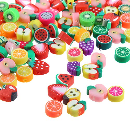 200 Stück Obst Perlen zum Auffädeln, Bunte Polymer Clay Beads Früchten Bastelperlen, Weiche Keramik Perlen für Kinder Armbänder, Fruit Beads for Threading für DIY Armband Halskette Ohrringe 200 Stück Obst Perlen zum Auffädeln, Bunte Polymer Clay Beads Früchten Bastelperlen, Weiche Keramik Perlen für Kinder Armbänder, Fruit Beads for Threading für DIY Armband Halskette Ohrringe von Bkemkri