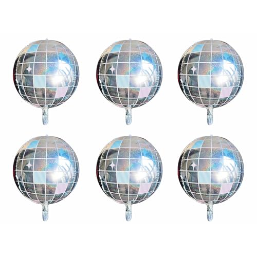 Disco-Ballons, 55,9 cm, große Disco-Ballons, schillernd, 4D-Aluminiumfolie, Disco-Party-Dekorationen, glitzernd, silber-rosa, Junggesellinnenabschied-Dekorationen, 6 Stück Disco-Ballons, 55,9 cm, große Disco-Ballons, schillernd, 4D-Aluminiumfolie, Disco-Party-Dekorationen, glitzernd, silber-rosa, Junggesellinnenabschied-Dekorationen, 6 Stück von Bkemkri