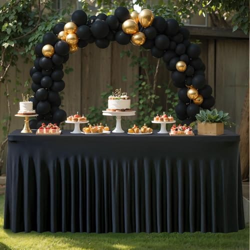 Bkljkf Tischdekor Tischrock, Babyparty Schreibtischdekor, 183 cm Schwarze Plissee Tischdecke Deko Für Party Halloween Bankett Baby Shower Weihnachten Bkljkf Tischdekor Tischrock, Babyparty Schreibtischdekor, 183 cm Schwarze Plissee Tischdecke Deko Für Party Halloween Bankett Baby Shower Weihnachten von Bkljkf