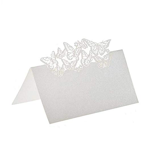 Bkrdty Tischkarten 100 stück Perlweiss Schmetterling Platzkarten für Hochzeiten Trauerfeiern Meetings Präsentationen 12 * 9cm von Bkrdty