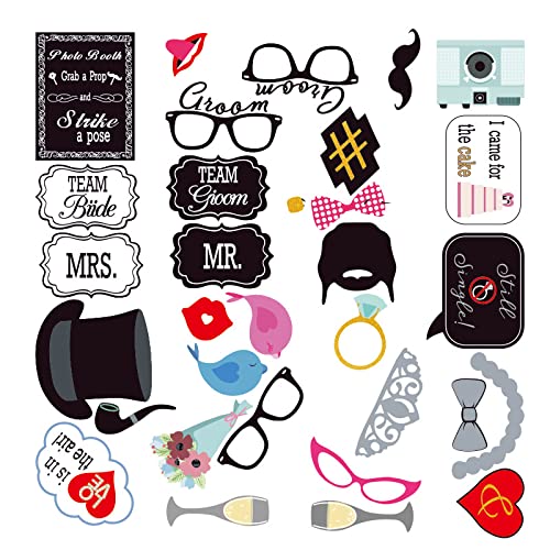 Foto Requisiten Verkleidung 31 stück Lustige Fotoautomat Requisiten Schnurrbart Lippen Brille Krawatte Hüte Foto Booth Props für Hochzeit Geburtstag Garten Party von Bkrdty