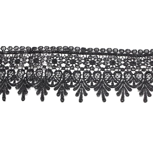 Schwarze Spitzenverkleidung, 3, 5 Breite 5 -Yard Länge Blumen Blumen -Spitzenband, unelastische Verzierung Trim für Vorhang Tischdecke Slipcover DIY -Kleidung/Accessoires Applikation von Blablablalu