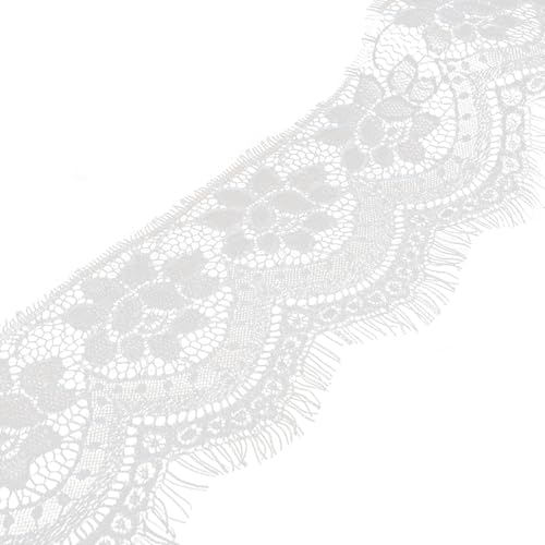 Spitzenverkleidung 108x5 Zoll Cuttable Blume Sticked Lace Ribbon DIY Friendly Decorative Trimming für Hochzeitskleidung, Bettblatt, Tischtuch, Curtian Ribbon von Blablablalu