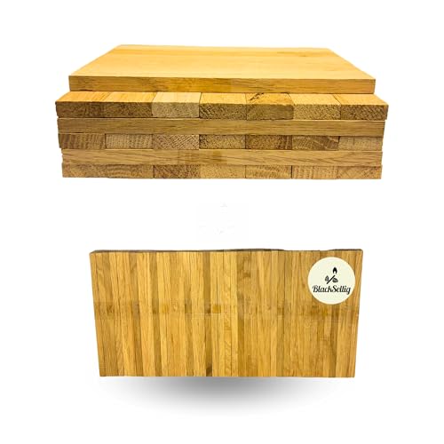 BlackSellig Bastelklötze aus Holz 22 x 8 x160mm Eiche – DIY, Modellbau & Dekoration. Unbehandeltes Naturprodukt, vielseitig nutzbar für kreative Projekte und Handwerksideen. (40 Stück) von BlackSellig