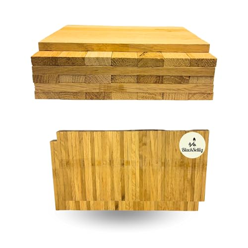 BlackSellig Bastelklötze aus Holz 22 x 8 x160mm Eiche – DIY, Modellbau & Dekoration. Unbehandeltes Naturprodukt, vielseitig nutzbar für kreative Projekte und Handwerksideen. (80 Stück) von BlackSellig
