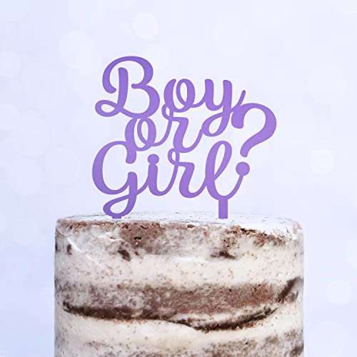 Cake Topper (Boy or Girl?) Babyparty Baby Shower Torte Deko (Lila/Flieder) von Blacked LaserTEC