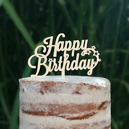 Cake Topper (Happy Birthday) Geburtstag, Sterne, Acryl/Holz, Tortenstecker, Tortenfigur, Tortendeko, Torte, Tortenständer (Holz) von Blacked LaserTEC