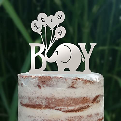 Cake Topper (It's a Boy) Junge Baby Party Shower Torte Kuchen Deko (Silber) von Blacked LaserTEC