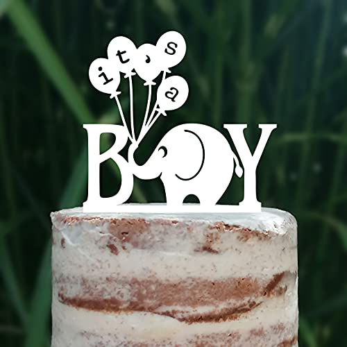 Cake Topper (It's a Boy) Junge Baby Party Shower Torte Kuchen Deko (Weiß) von Blacked LaserTEC