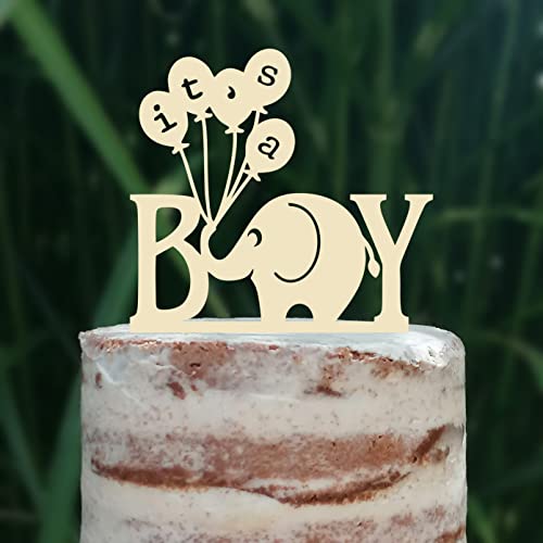 Cake Topper (It's a Boy) Junge Baby Party Shower Torte Kuchen Deko (Creme/Elfenbein) von Blacked LaserTEC