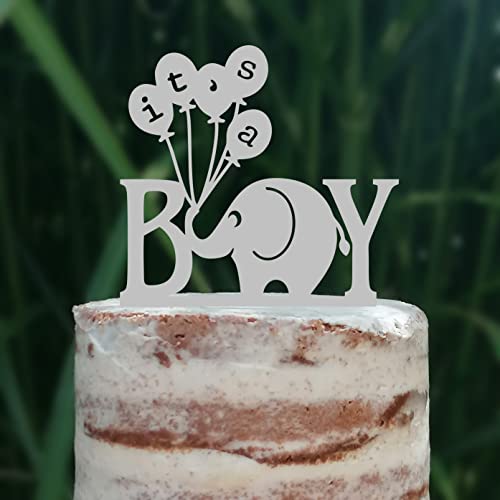 Cake Topper (It's a Boy) Junge Baby Party Shower Torte Kuchen Deko (Grau) von Blacked LaserTEC