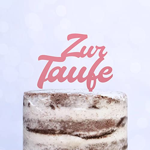 Cake Topper (Zur Taufe) Acryl/Holz, Tortenstecker, Torte, Kuchen, Stecker, Deko, Caketopper (Rosa) von Blacked LaserTEC