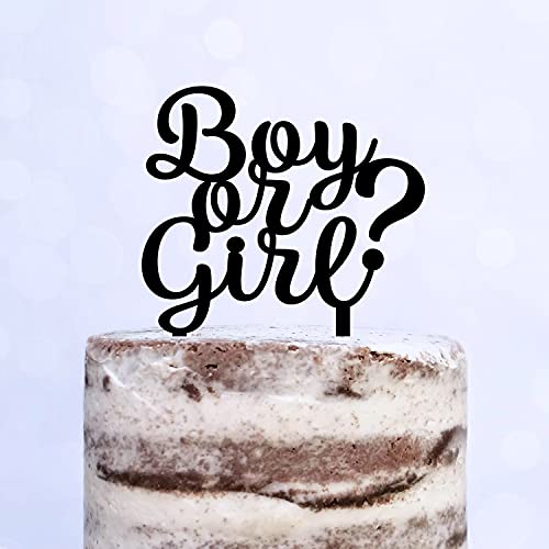 Cake Topper "Boy or Girl?" Junge oder Mädchen Baby Party Shower (Schwarz) von Blacked LaserTEC