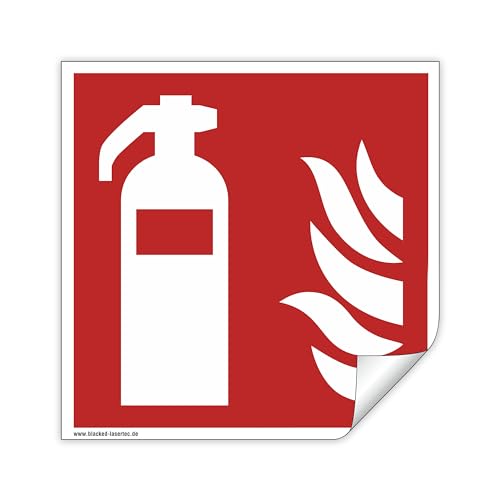 Schild Feuerlöscher F001 - ASR A1.3 - DIN EN ISO 7010 - Brandschutzzeichen für Innen und Aussen - PVC Aufkleber - selbstklebend (1, 200x200mm) von Blacked LaserTEC