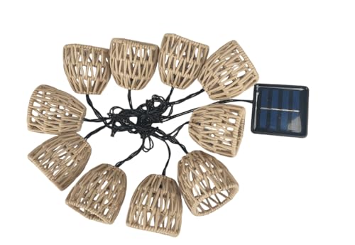 10 Stück LED Lichterkette Außen Solar, Lampions Außen Wetterfest IP44, Papierseil Solar Lichterkette Outdoor Lampions, Lichterkette Rattan für Garten, Balkon, Terrasse, Pavillon Aussen, Warmweiß von Blakapoo