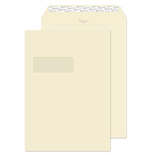 Blake Premium Business 61892 Versandtasche Haftklebung Mit Fenster Creme Wove C4 324 x 229 mm 120 g/m² | 250 Stück von Blake