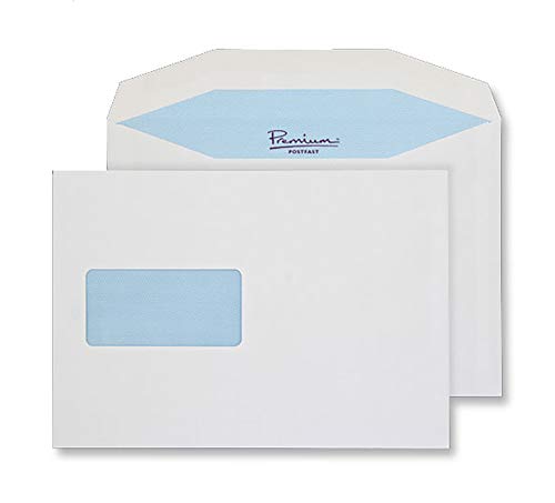 Blake Premium Postfast Versandtaschen, C5+, 162 x 235 mm, 90 g/m², gummiert, Weiß, 500 Stück von Blake