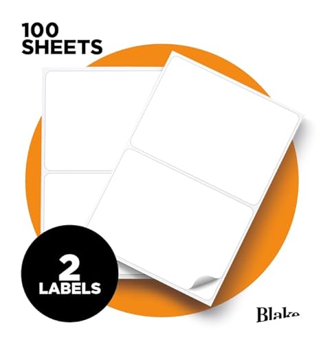 Blake Purely Etiketten, 2 Stück pro A4-Blatt, Packung mit 100 Blatt, insgesamt 200 Stück, selbstklebende einfarbige Adress-Versanddrucker-Etiketten, geeignet für Digitaldrucker, 199,6 x 143,5 mm von Blake