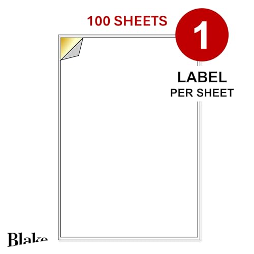 Blake Purely Everday – Selbstklebend 1 Etiketten pro A4-Bogen – 100 Etiketten – 100 Blatt – kompatibel mit Laser- und Tintenstrahldruckern – Adress-Versandetikett – Lager- und Geschäftsbedarf (LAB A41 von Blake