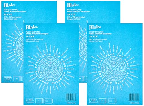 Blake Purely Everyday 13084/25 PR Versandtasche Selbstklebend Mit Fenster Weiß C5 229 x 162 mm 90 g/m² | 25 Stück (Packung mit 4) von Blake