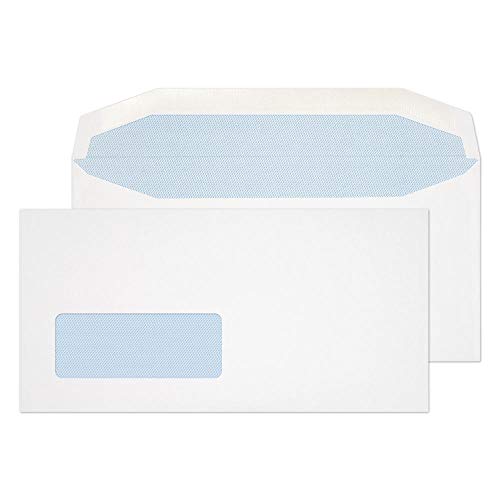 Blake Purely Everyday 8702 Versandtaschen mit niedrigem Fenster, gummiert, 110 x 220 mm, 110 g/m², Weiß, 1000 Stück von Blake