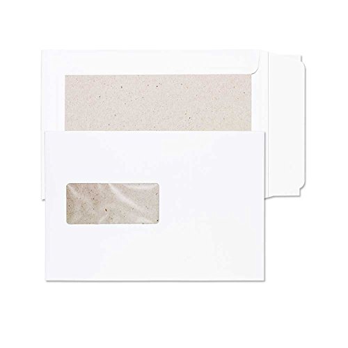 Blake Purely Packaging 51901W Versandtasche Mit Papprückwand Haftklebung Mit Fenster Weiß C5 229 x 162 mm - 120g/m² | 125 Stück von Blake