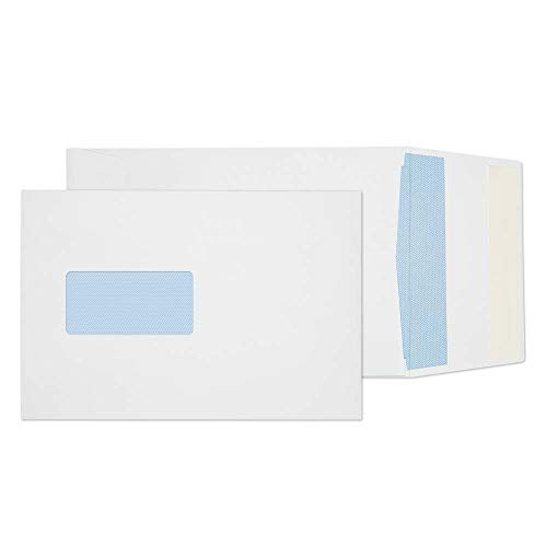 Blake Purely Packaging 6001 FAlten-Versandtasche Haftklebung Mit Fenster Weiß C5 229 x 162 mm 120g/m² | 125 Stück von Blake