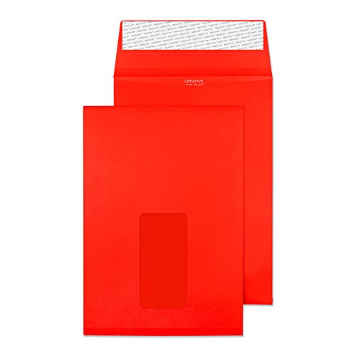 Blake Creative Colour 6061W FAlten-Versandtasche Haftklebung Mit Fenster Pillar Box Rot C5 229 x 162 x 25 mm 120 g/m² | 125 Stück von Blake