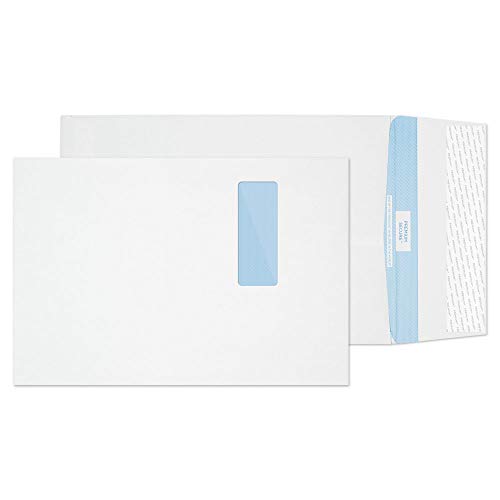 Blake Premium Secure TR9901 Reißfeste FAlten-Versandtasche Haftklebung Mit Fenster Weiß C4 324 x 229 mm 125g/m² | 100 Stück von Blake
