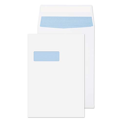 Blake Purely Packaging 9001 FAlten-Versandtasche Haftklebung Mit Fenster Weiß C4 324 x 229 mm 140g/m² | 125 Stück von Blake