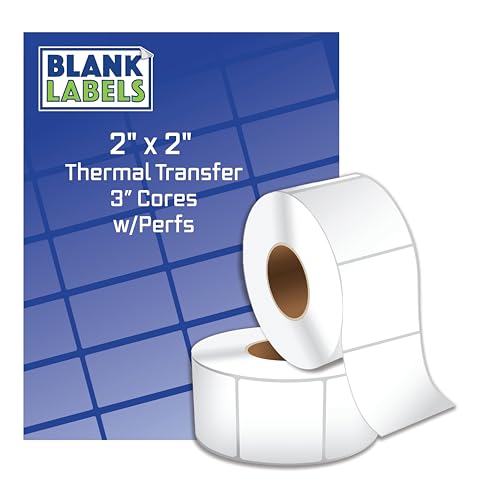 Blank Labels Thermotransfer-Etiketten auf 7,6 cm Kernen, 5,1 x 5,1 cm, 3000 Etiketten pro Rolle, mattweiß, hergestellt in den USA, Drucker mit Band erforderlich von Blank Labels