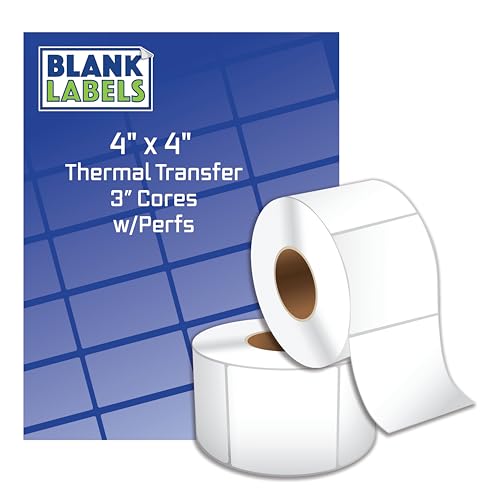 Blank Labels Thermotransfer-Etiketten auf 7,6 cm Kernen, leicht abreißbar, 1.500 Etiketten pro Rolle, mattweiß, insgesamt 2 Rollen, hergestellt in den USA, Drucker mit Band erforderlich, 10,2 x 10,2 Blank Labels Thermotransfer-Etiketten auf 7,6 cm Kernen, leicht abreißbar, 1.500 Etiketten pro Rolle, mattweiß, insgesamt 2 Rollen, hergestellt in den USA, Drucker mit Band erforderlich, 10,2 x 10,2 von Blank Labels