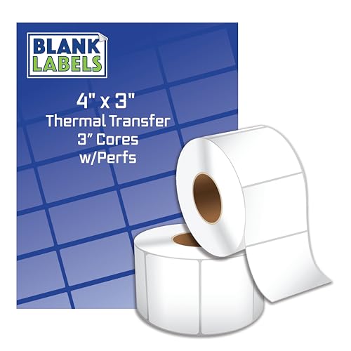 Blank Labels Thermotransfer-Etiketten auf 7,6 cm Kernen, leicht abreißbar, 2.000 Etiketten pro Rolle, matt, 2 Rollen, insgesamt hergestellt in den USA, Drucker mit Band erforderlich, 10,2 x 7,6 cm Blank Labels Thermotransfer-Etiketten auf 7,6 cm Kernen, leicht abreißbar, 2.000 Etiketten pro Rolle, matt, 2 Rollen, insgesamt hergestellt in den USA, Drucker mit Band erforderlich, 10,2 x 7,6 cm von Blank Labels