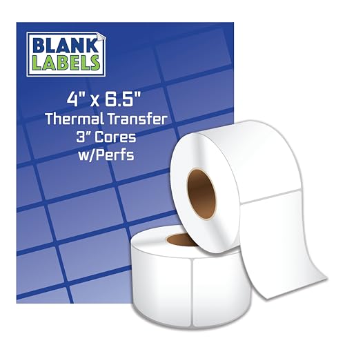 Blank Labels Thermotransfer-Etiketten auf 7,6 cm Kernen mit leicht abreißbaren Etiketten, 10,2 x 25,4 cm, 625 Etiketten pro Rolle, Mattweiß, 4 Rollen, insgesamt hergestellt in den USA, Drucker mit Blank Labels Thermotransfer-Etiketten auf 7,6 cm Kernen mit leicht abreißbaren Etiketten, 10,2 x 25,4 cm, 625 Etiketten pro Rolle, Mattweiß, 4 Rollen, insgesamt hergestellt in den USA, Drucker mit von Blank Labels
