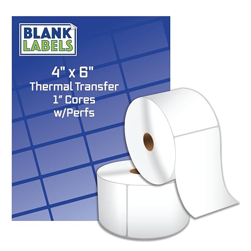 Blank Labels Thermotransfer-Versandetiketten, mattweiß, Druckeretiketten auf 2,5 cm Kern, 10,2 x 15,2 cm, 250 Etiketten pro Rolle, 1 Rolle Blank Labels Thermotransfer-Versandetiketten, mattweiß, Druckeretiketten auf 2,5 cm Kern, 10,2 x 15,2 cm, 250 Etiketten pro Rolle, 1 Rolle von Blank Labels