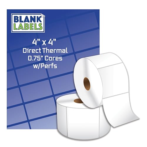 Blank Labels Thermotransfer-Versandetiketten, mattweiße Druckeretiketten auf 1,9 cm Kern, mit Sensormarkierung, 10,2 x 10,2 cm, 155 Etiketten pro Rolle, 6 Rollen Blank Labels Thermotransfer-Versandetiketten, mattweiße Druckeretiketten auf 1,9 cm Kern, mit Sensormarkierung, 10,2 x 10,2 cm, 155 Etiketten pro Rolle, 6 Rollen von Blank Labels