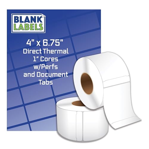 Blank Labels Thermotransfer-Versandetiketten, mattweiße Druckeretiketten auf 2,5 cm Kern, mit Dokumentenreitern zwischen den Etiketten, 10,2 x 17,1 cm, 250 Etiketten pro Rolle, 1 Rolle Blank Labels Thermotransfer-Versandetiketten, mattweiße Druckeretiketten auf 2,5 cm Kern, mit Dokumentenreitern zwischen den Etiketten, 10,2 x 17,1 cm, 250 Etiketten pro Rolle, 1 Rolle von Blank Labels