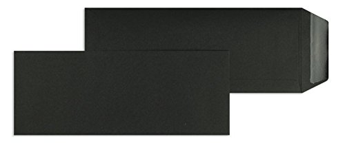 Farbige Versandtaschen | Premium | 125 x 312 mm Schwarz (100 Stück) Nassklebung | Briefhüllen, Kuverts, Couverts, Umschläge mit 2 Jahren Zufriedenheitsgarantie von Blanke Briefhüllen