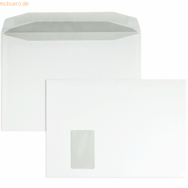 Blanke Kuvertierhüllen C4 90g/qm gummiert Fenster VE=250 Stück weiß von Blanke