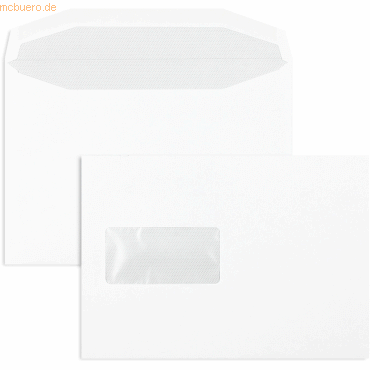 Blanke Kuvertierhüllen C5 90g/qm gummiert Fenster VE=500 Stück weiß von Blanke
