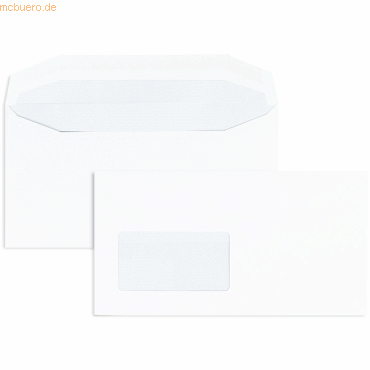 Blanke Kuvertierhüllen DINlang 90g/qm gummiert Sonderfenster VE=1000 S von Blanke