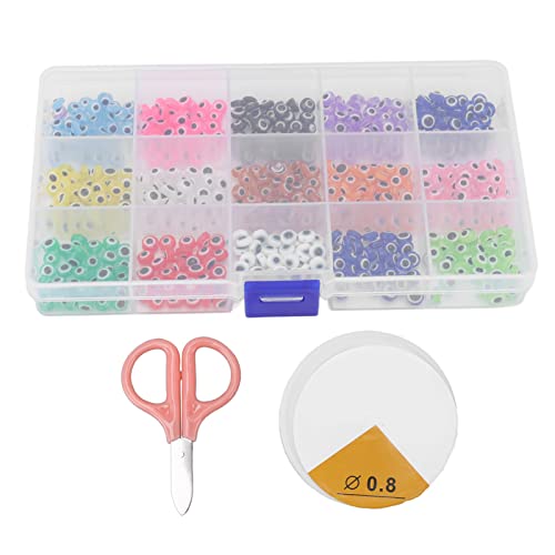 15 Farben Evil Eye Rocailles-Set für die Schmuckherstellung, Zum Basteln von Schmuckarmbändern, Perlen-Set mit Aufbewahrungsboxen und Elastischer Schnur für DIY-Bastelprojekte von Blanketswarm