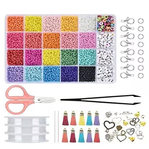 24-Farben-Acryl-Rocailles-Set für die Schmuckherstellung, Zum Basteln von Schmuckarmbändern, Perlen-Set mit Aufbewahrungsboxen und Elastischer Schnur für DIY-Bastelprojekte von Blanketswarm