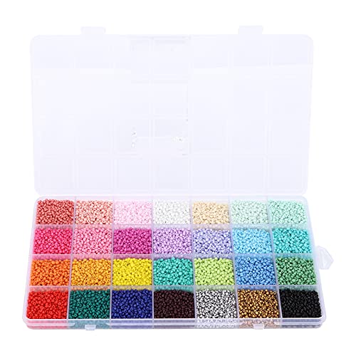 28 Farben 2 Mm Glas-Rocailles-Set für die Schmuckherstellung, Zum Basteln von Schmuckarmbändern, Perlen-Set mit Aufbewahrungsboxen und Elastischer Schnur für DIY-Bastelprojekte von Blanketswarm