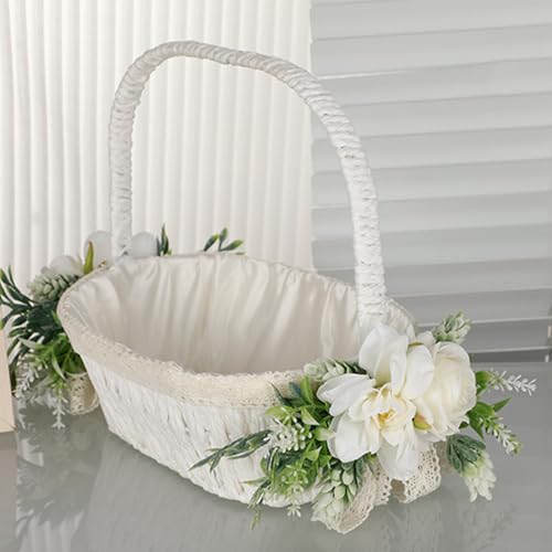 Blanketswarm Hochzeits-Blumenmädchen-Korb, Hochzeits-Blütenblattkörbe, Schleife, Weiße Blumenmädchen-Körbe mit Faltbarem Griff, Osterkorb, Elegante Blumenmädchen-Körbe für Hochzeiten Blanketswarm Hochzeits-Blumenmädchen-Korb, Hochzeits-Blütenblattkörbe, Schleife, Weiße Blumenmädchen-Körbe mit Faltbarem Griff, Osterkorb, Elegante Blumenmädchen-Körbe für Hochzeiten von Blanketswarm